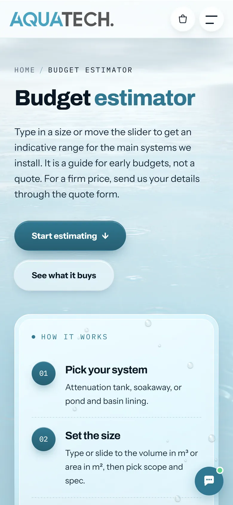 The budget estimator on a phone