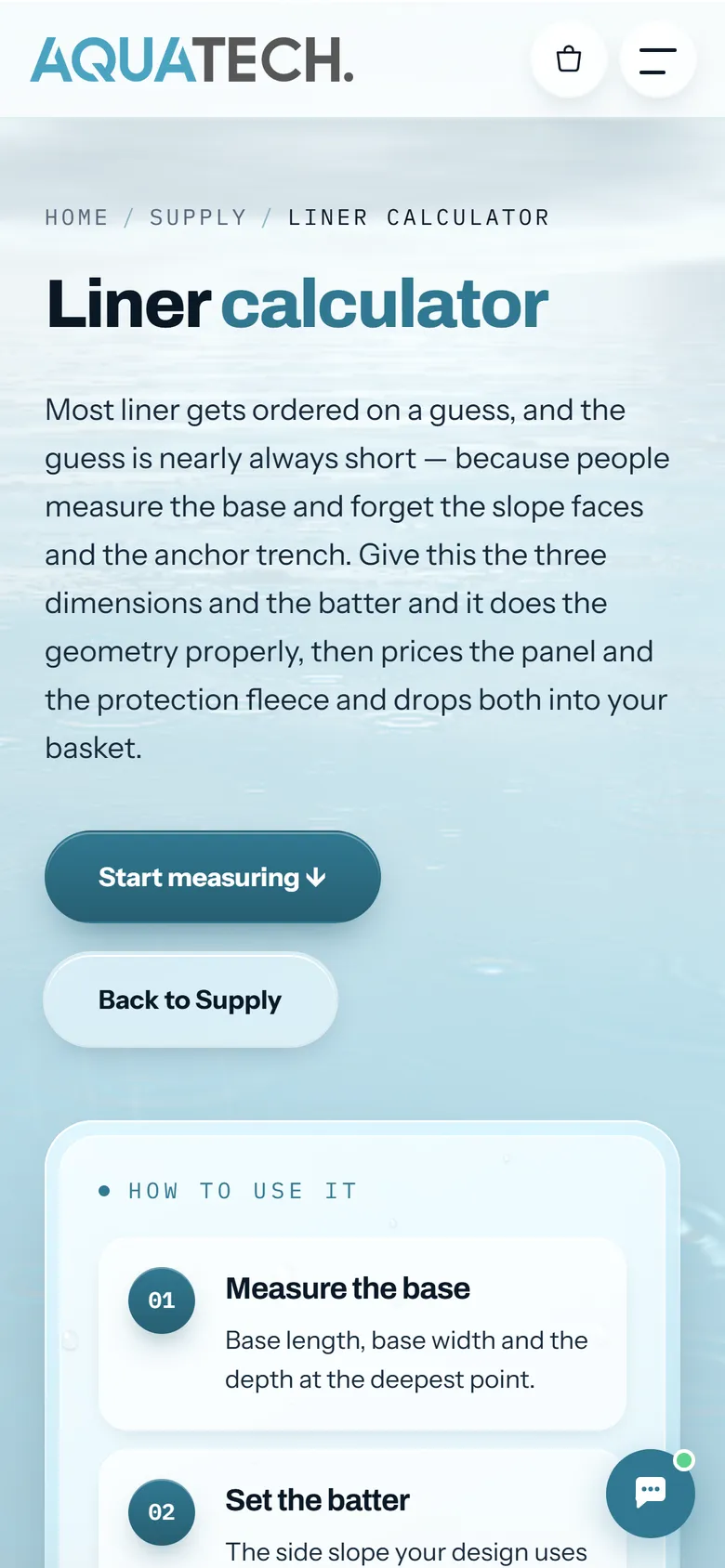 The liner calculator on a phone