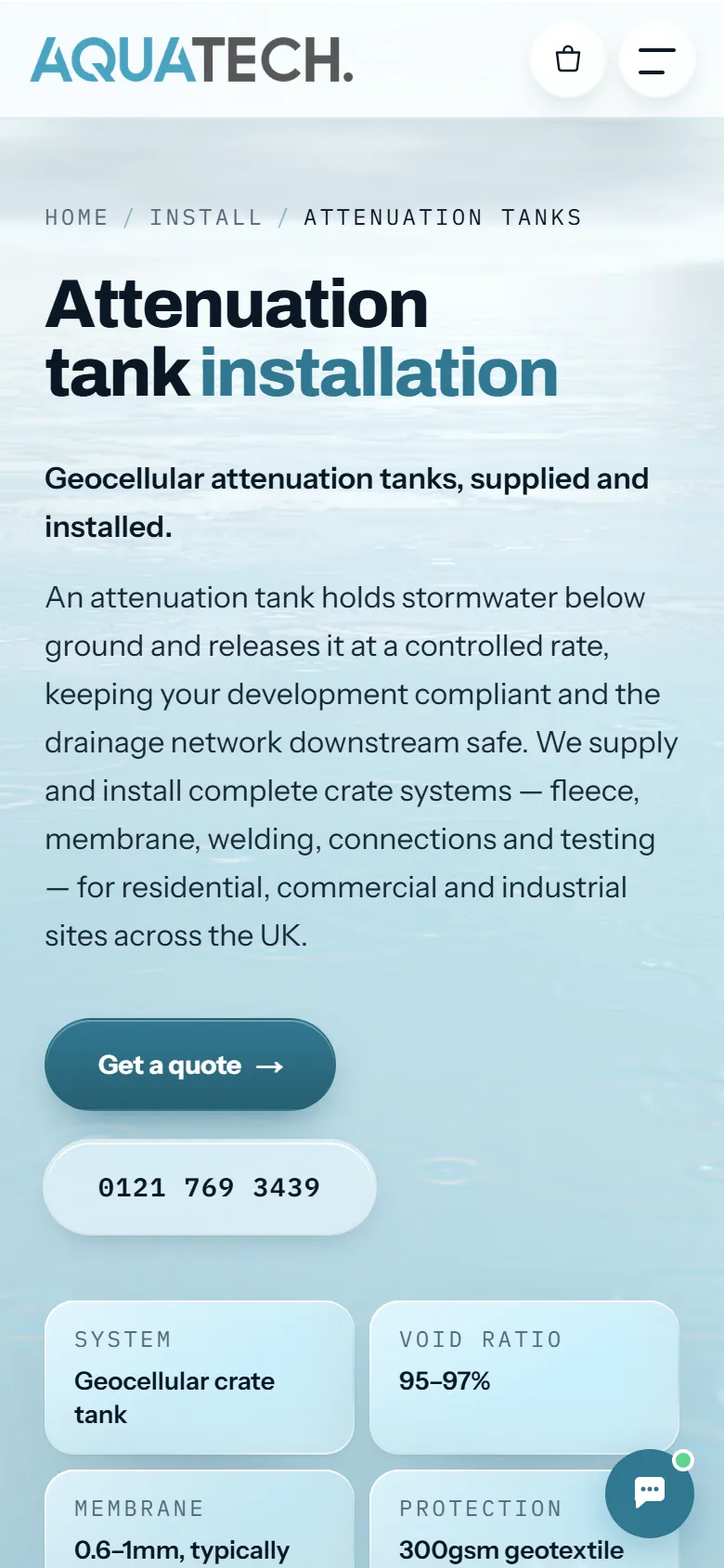 The attenuation tank installation page on a phone