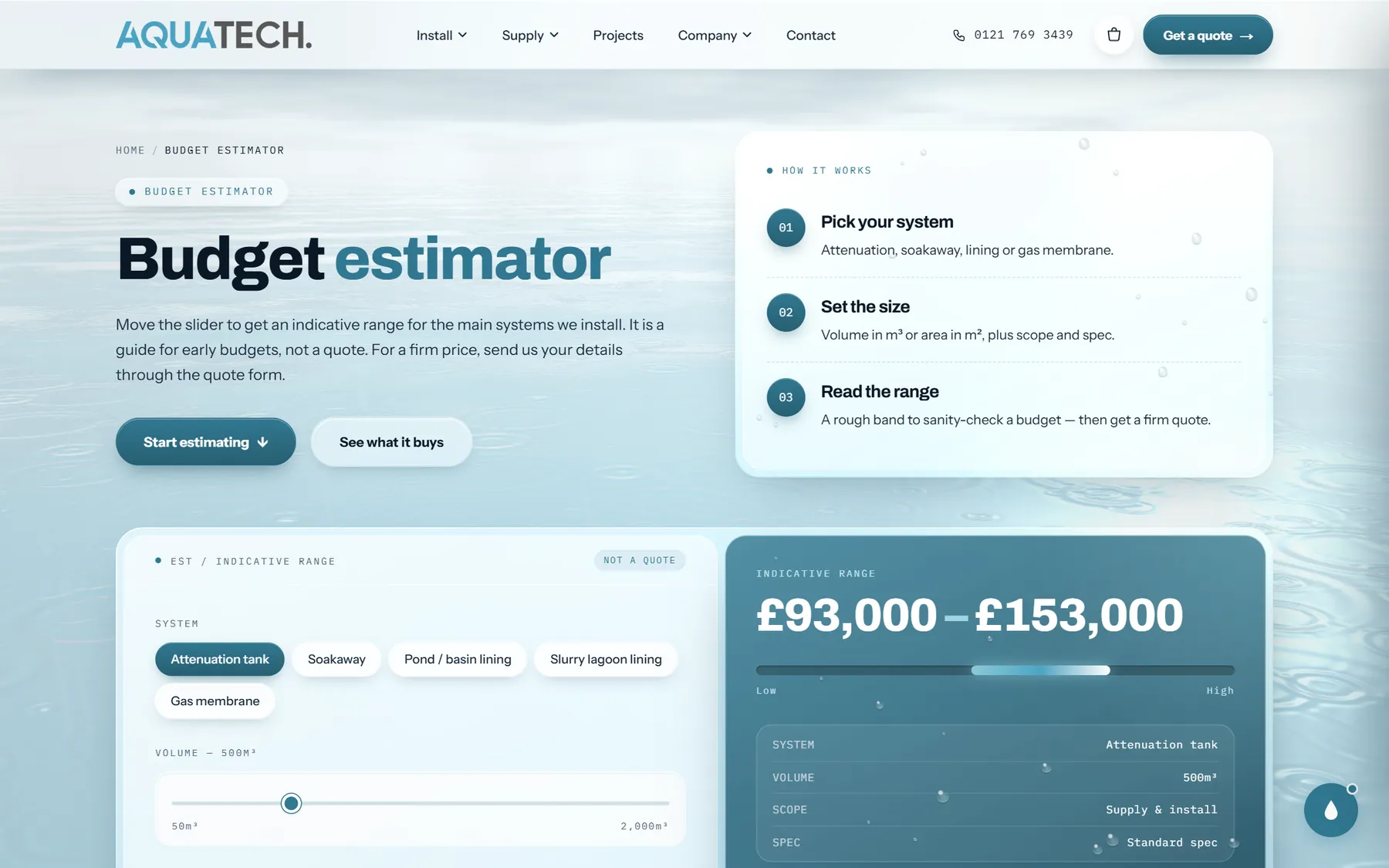 The budget estimator on the new site