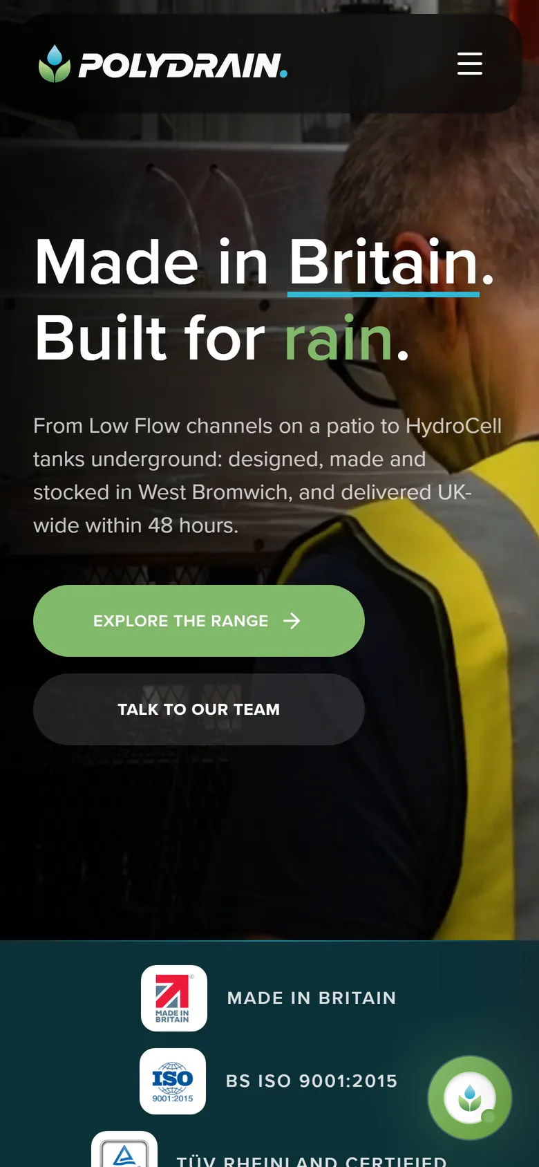 The homepage on a phone