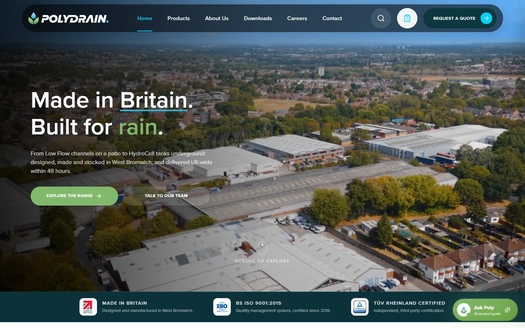 The Polydrain Civils homepage: Made in Britain, built for rain